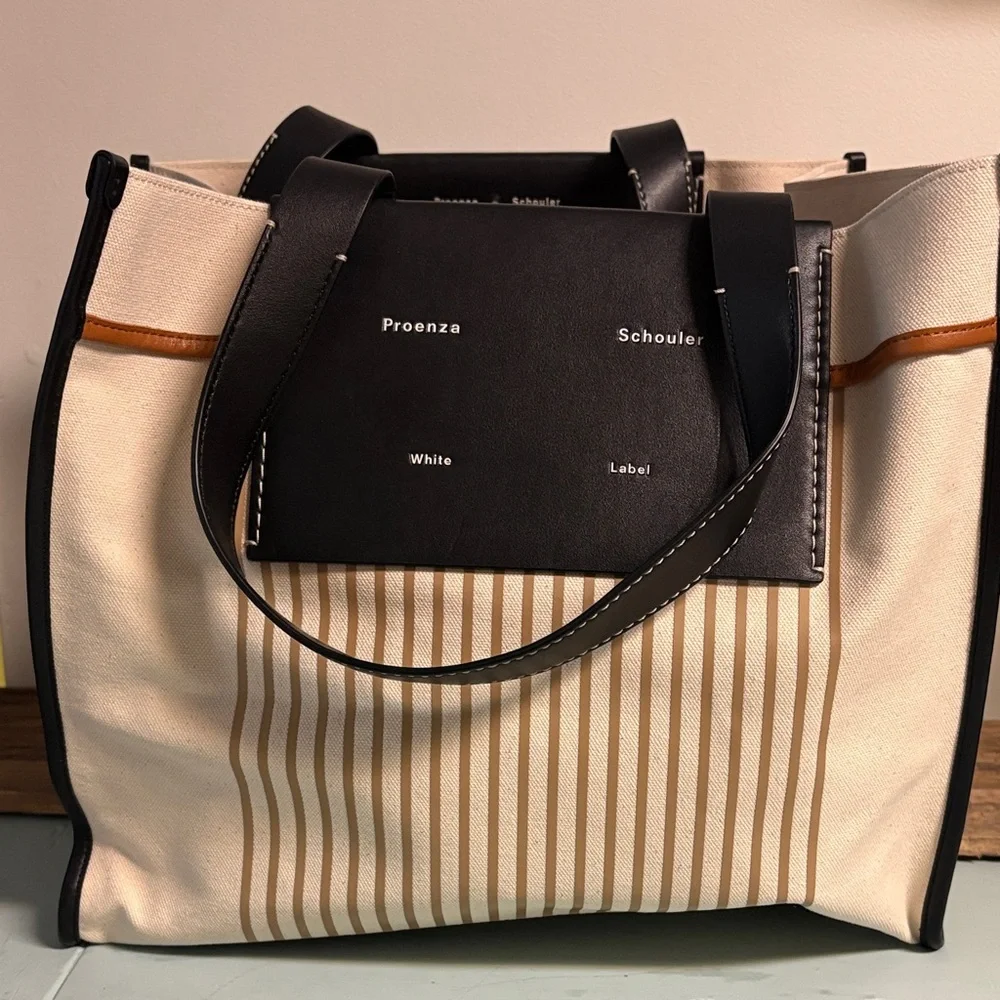 Proenza Schouler White Label Morris Large Striped Tote - Picture 1 of 16
